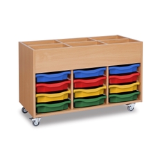 GALT Mobile Kinderbox Storage Unit with 12 Shallow Trays - Wood/Multi