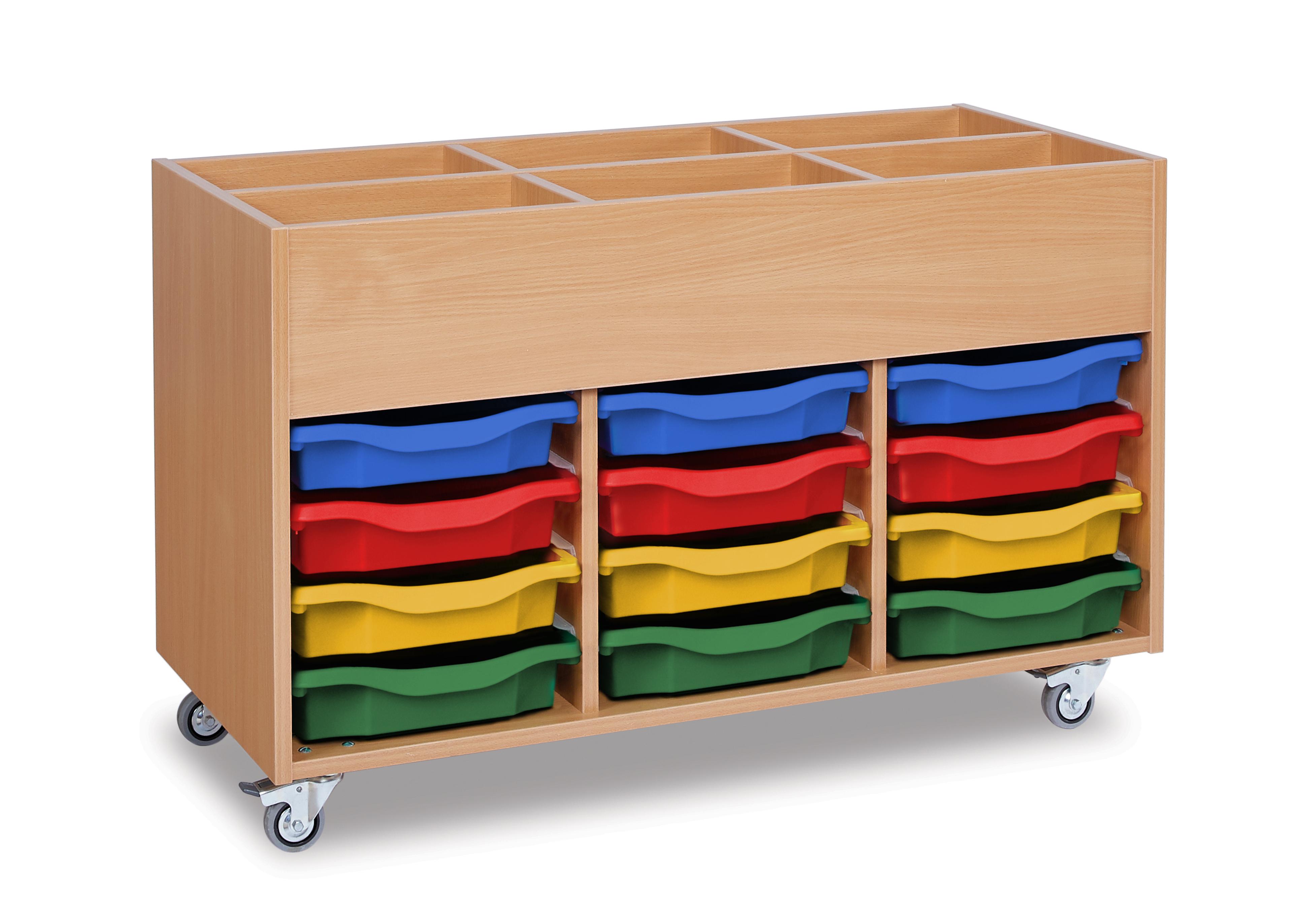 GALT Mobile Kinderbox Storage Unit with 12 Shallow Trays - Wood/Multi