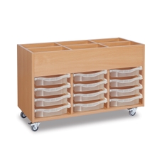 GALT Mobile Kinderbox Storage Unit with 12 Shallow Trays - Wood/Clear