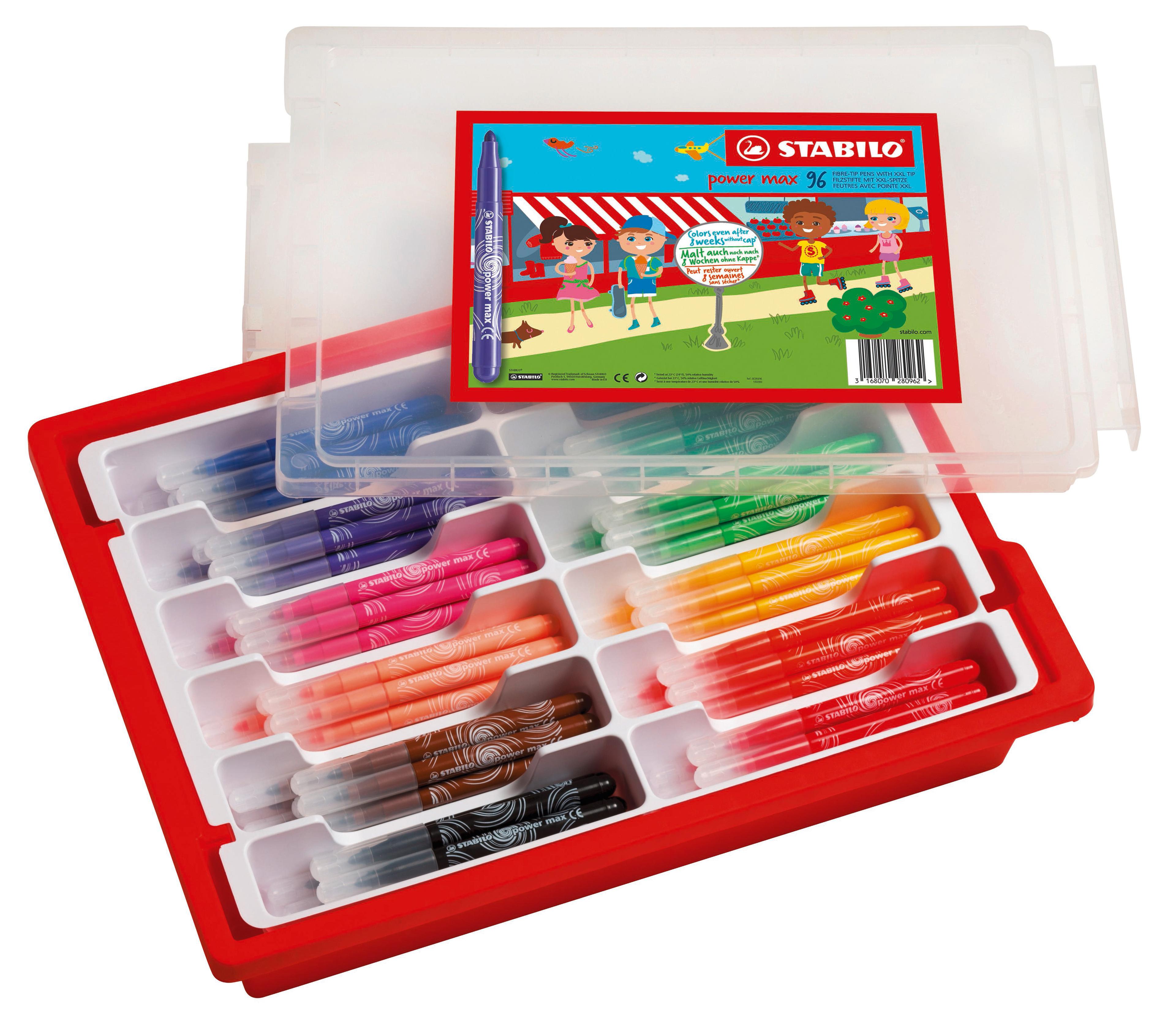 STABILO Power Max Fibre-Tip Pens - Pack of 96