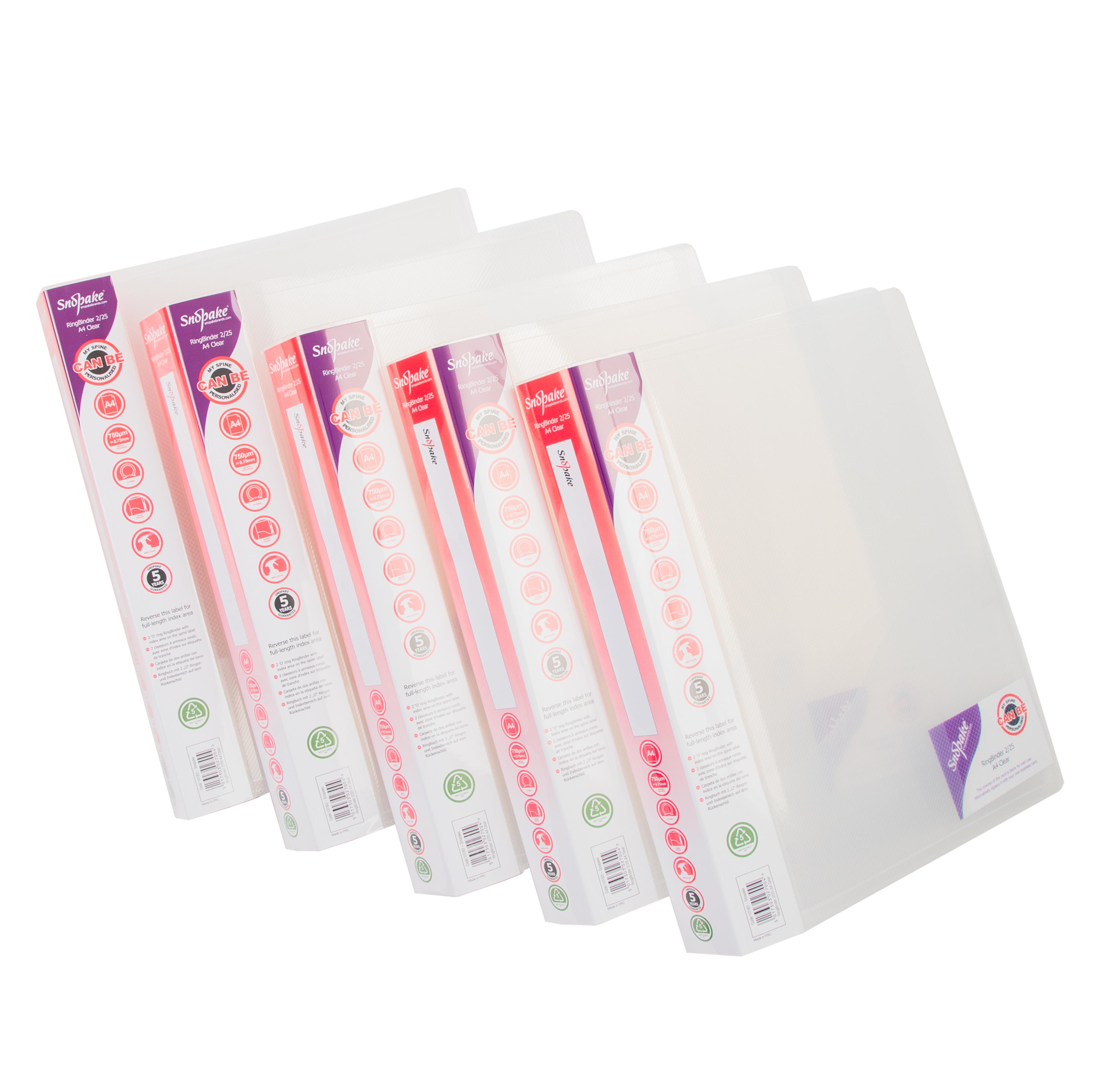 Snopake Two Ring Binder - A4 - Clear - Pack of 10
