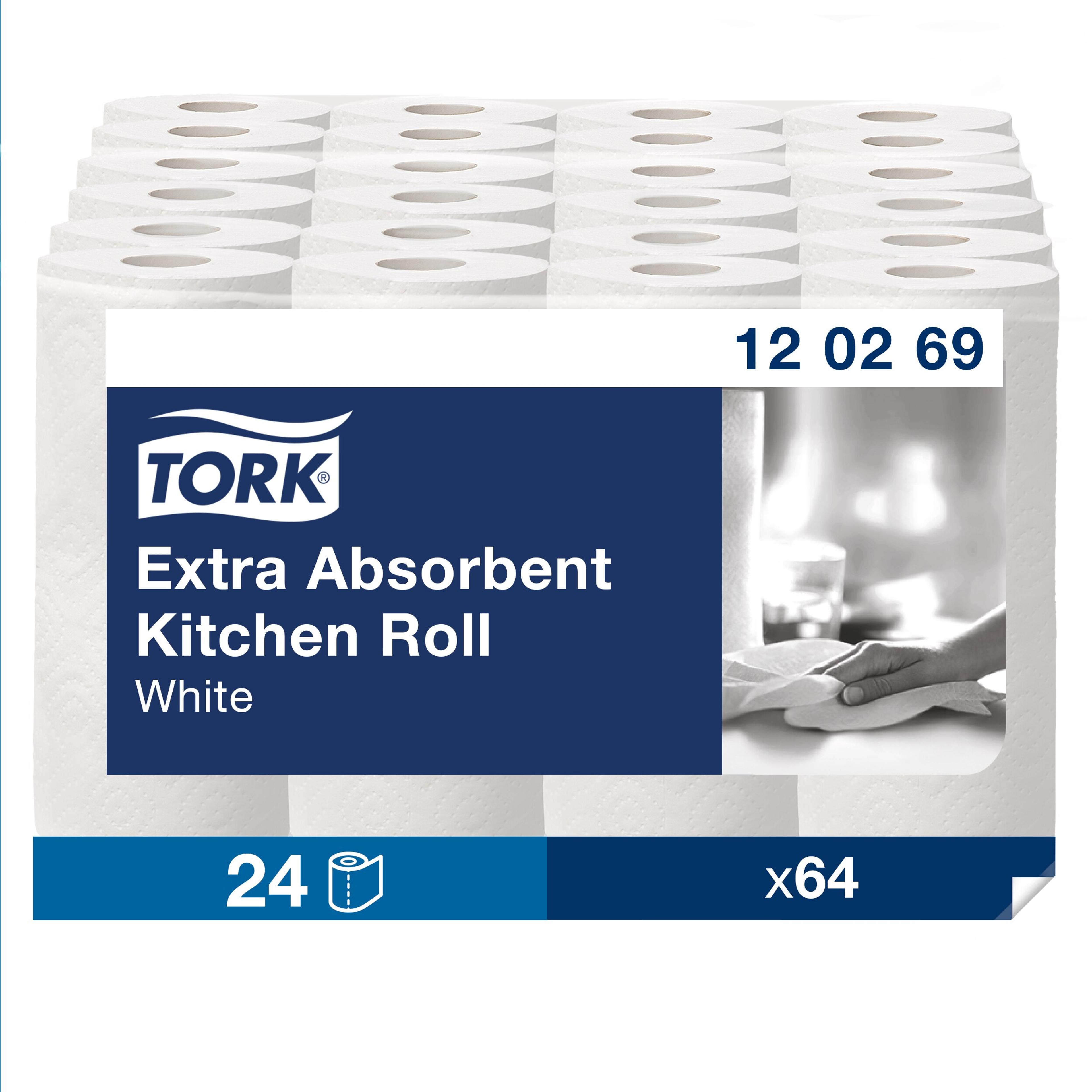 TORK Extra Absorbent Kitchen Paper Towel Rolls - Pack of 24