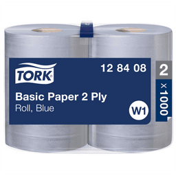 Tork Basic Wiping Paper Roll Blue W1 - 2 Ply - Blue - Pack of 2