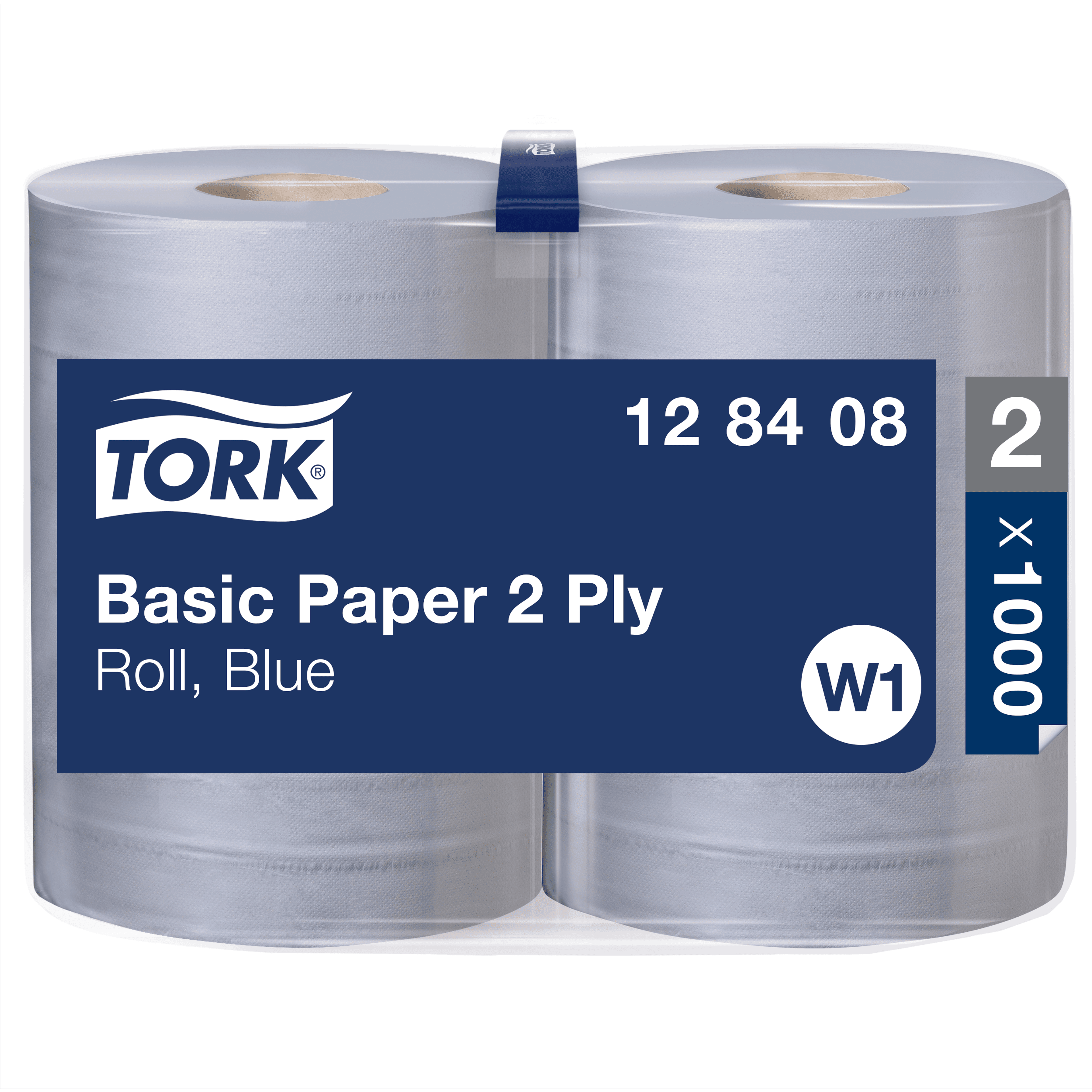 Tork Basic Wiping Paper Roll Blue W1 - 2 Ply - Blue - Pack of 2