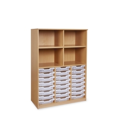 GALT Storage Unit with Shelves and 24 Shallow Trays - Wood/Clear