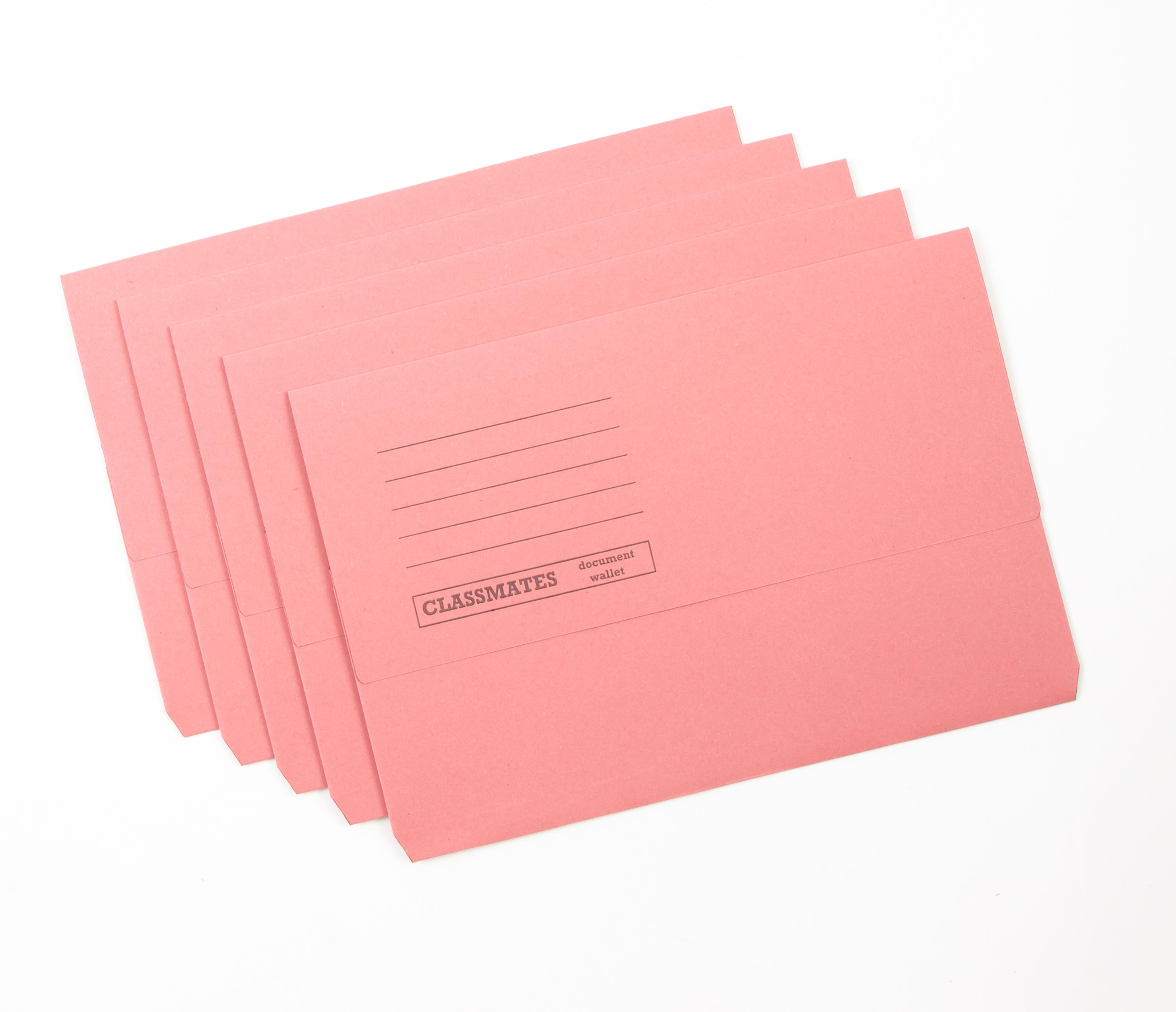 Classmates Document Wallet - Foolscap - Pink - Pack of 50