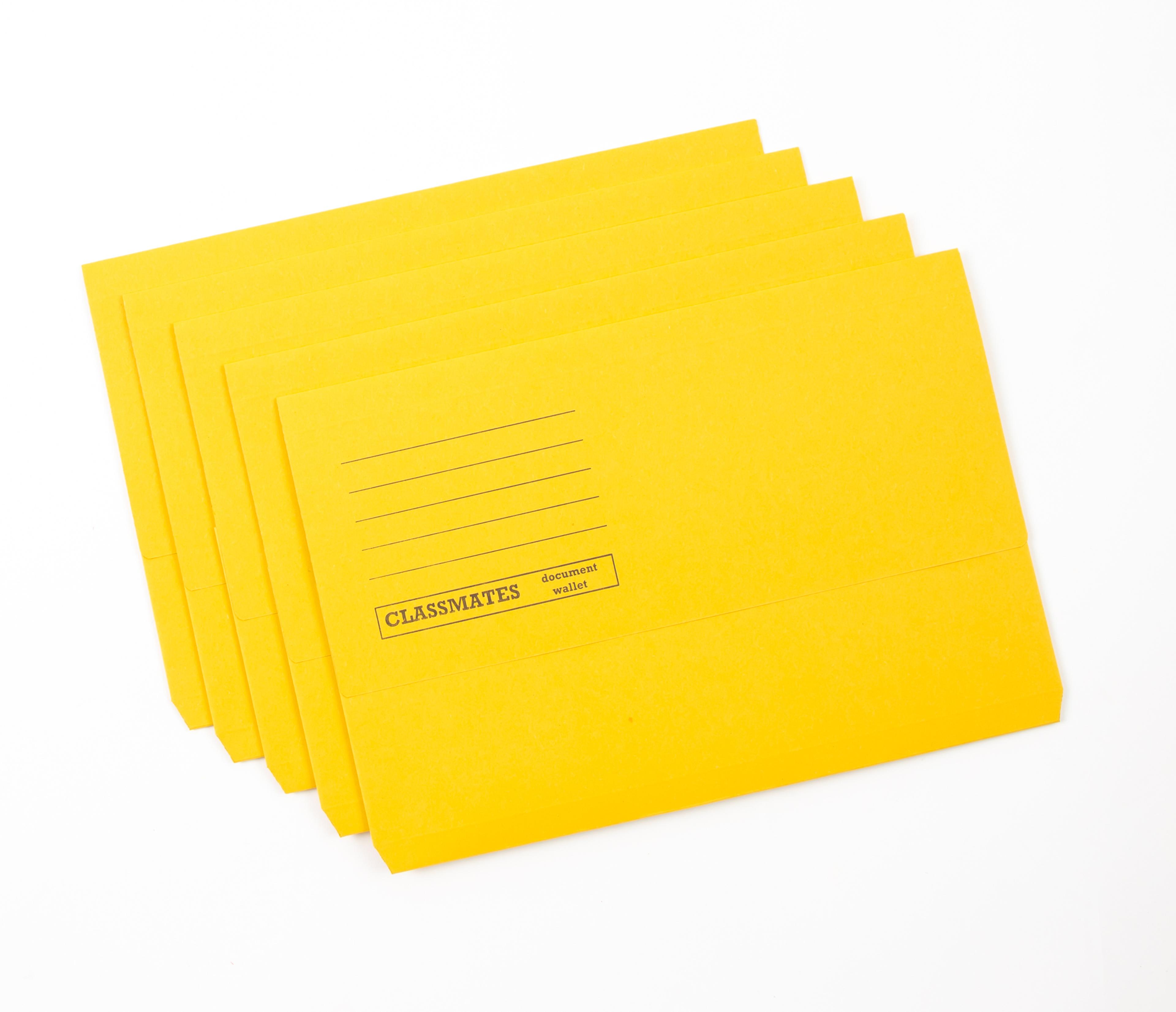Classmates Document Wallet - Foolscap - Yellow - Pack of 50