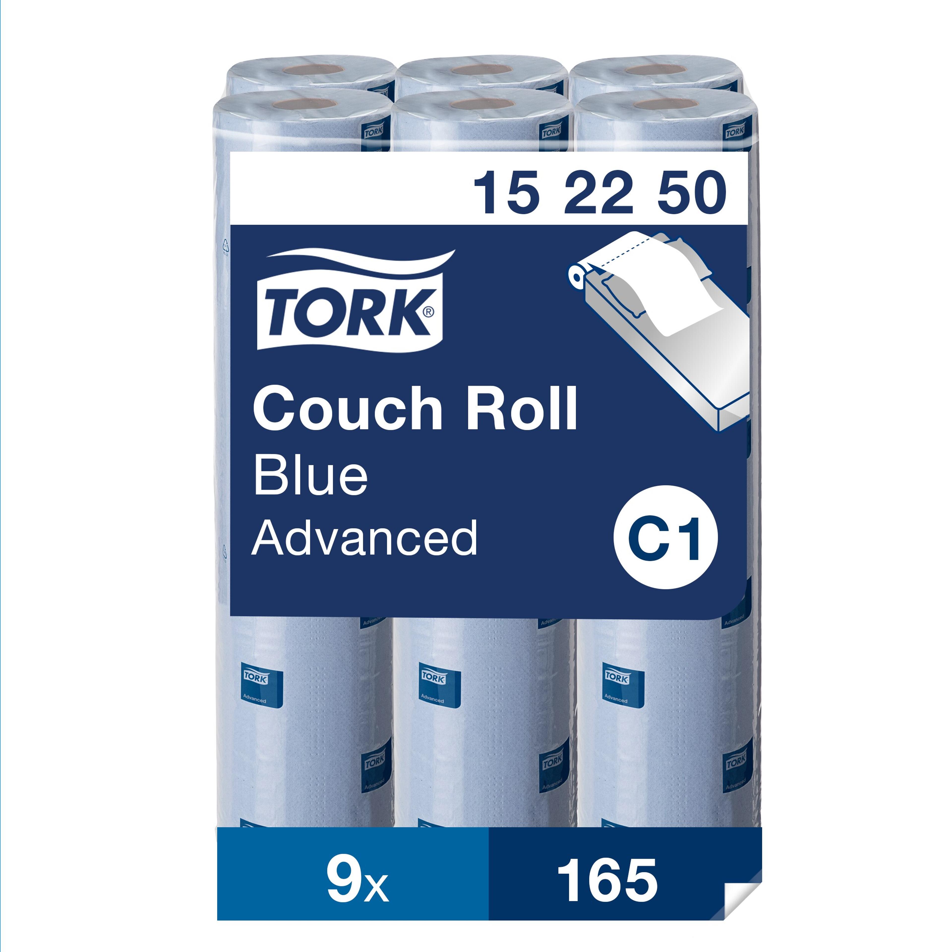 Tork Perforated Couch Roll Blue C1 - Pack of 9