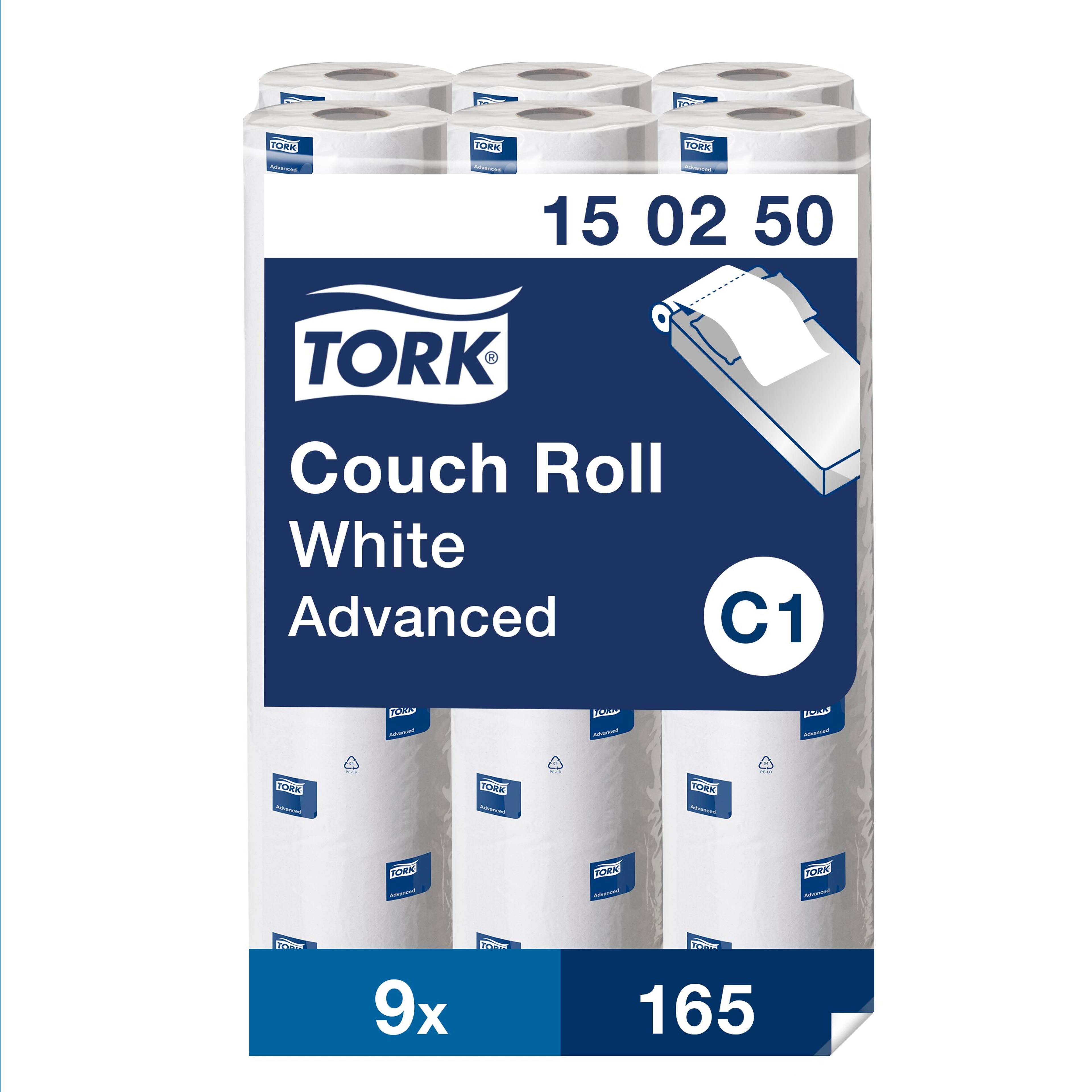 Tork Perforated Couch Roll White C1 - Pack of 9