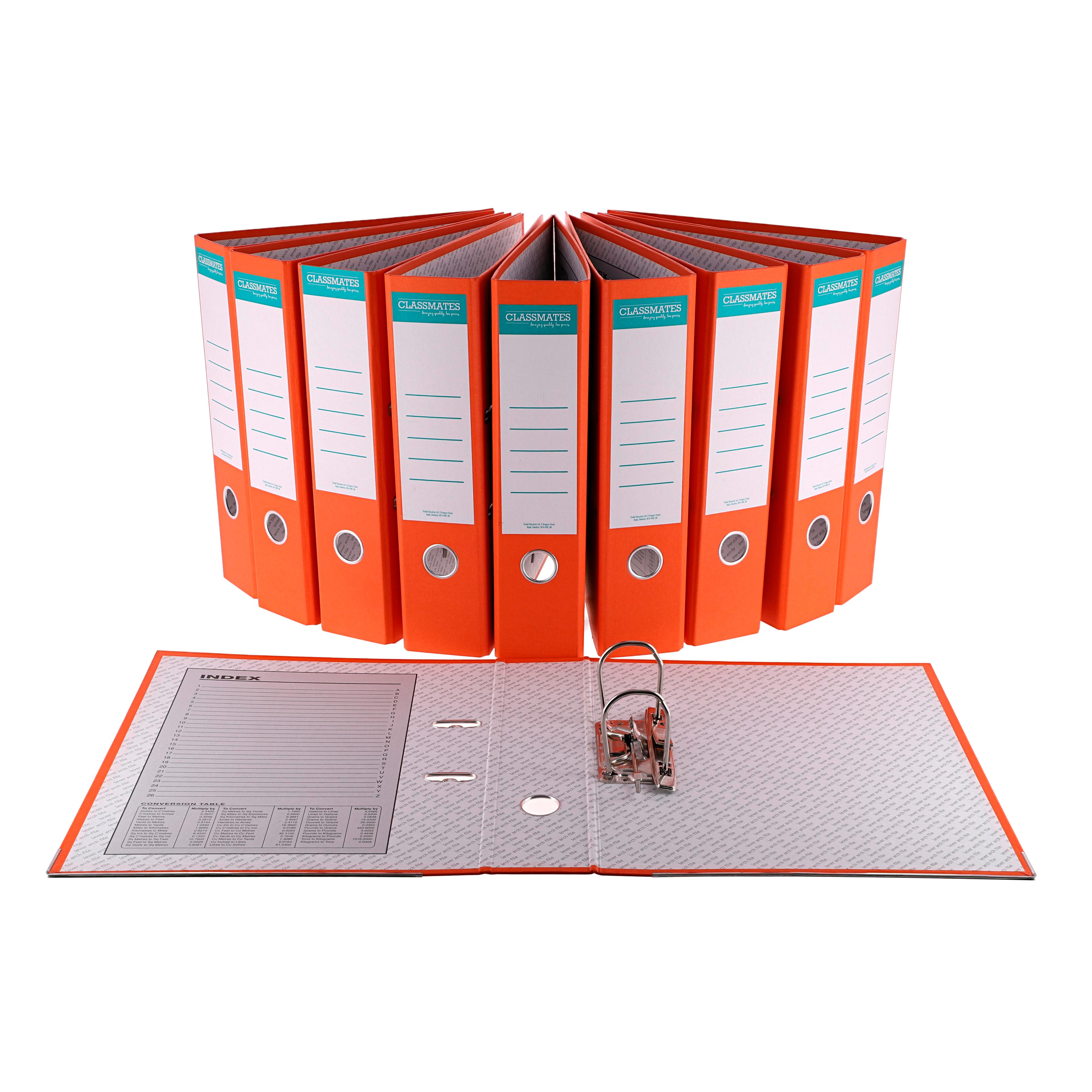 Classmates Lever Arch File - A4 - Orange - Pack of 10