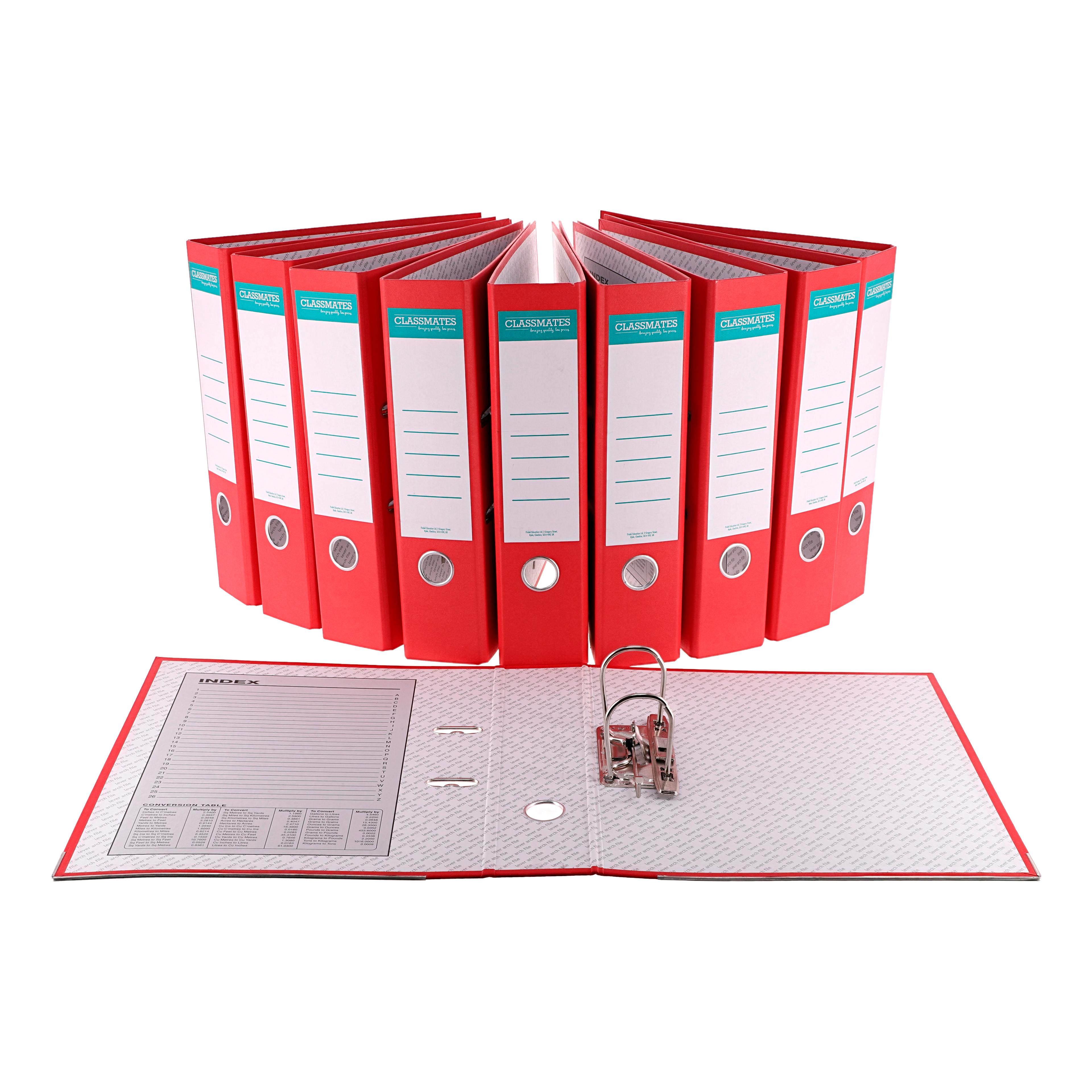 Classmates Lever Arch File - A4 - Red - Pack of 10