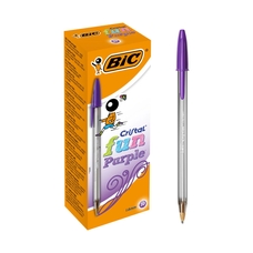BIC Cristal Fun Ballpoint Pen - Purple - Pack of 20