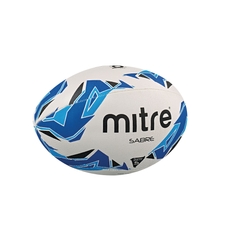 Mitre Sabre Rugby Ball - White/Blue/Cyan - Size 3