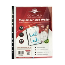 Concord Ring Binder Stud Wallet A4 Clear - Pack of 5