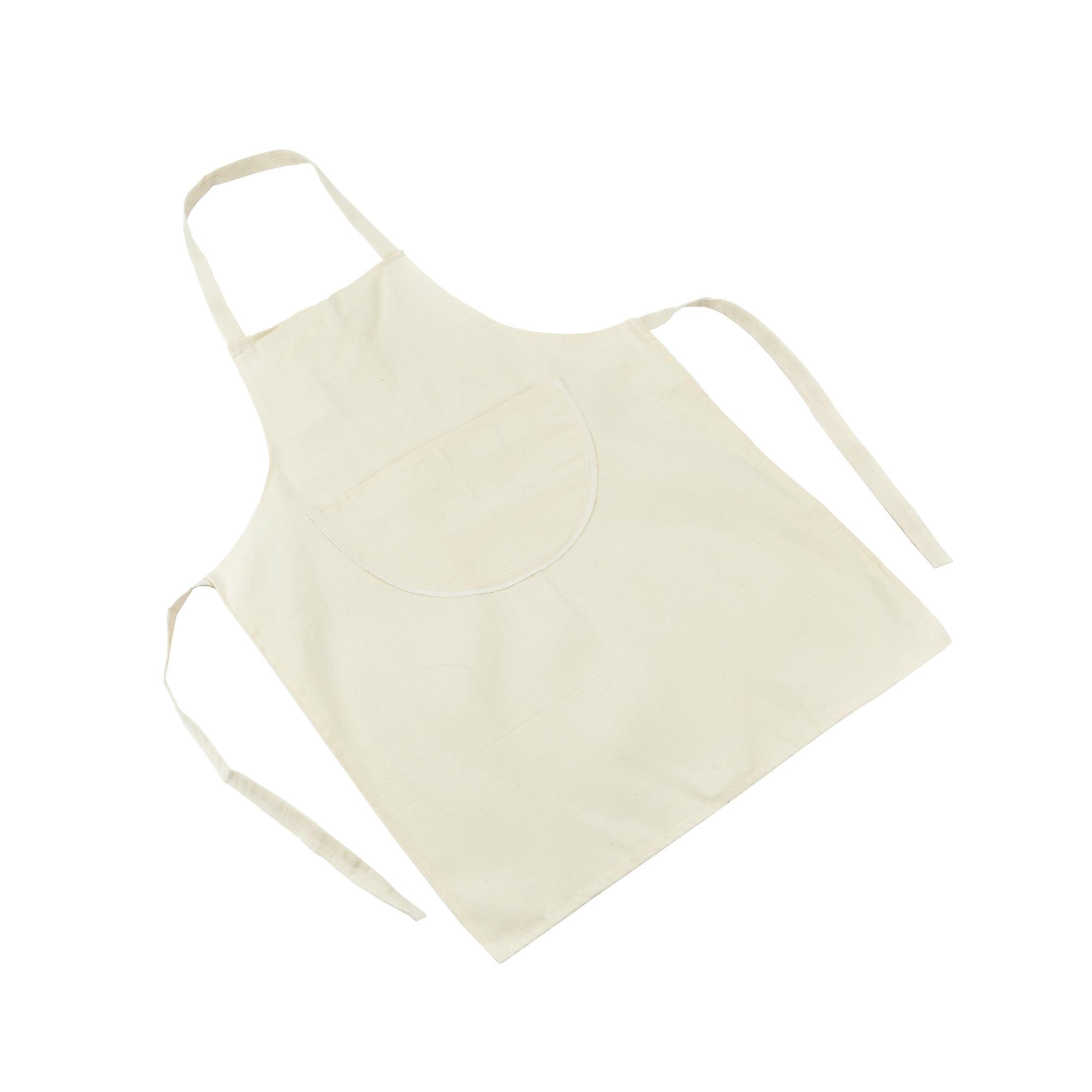 Cream Woodwork Apron With Pocket - Medium