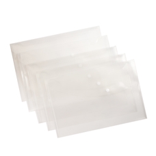 Classmates Popper Wallet - Foolscap - Clear - Pack of 5