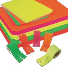 EduCraft Neon Scalloped Corrugated Card Border Rolls & Card OFFER