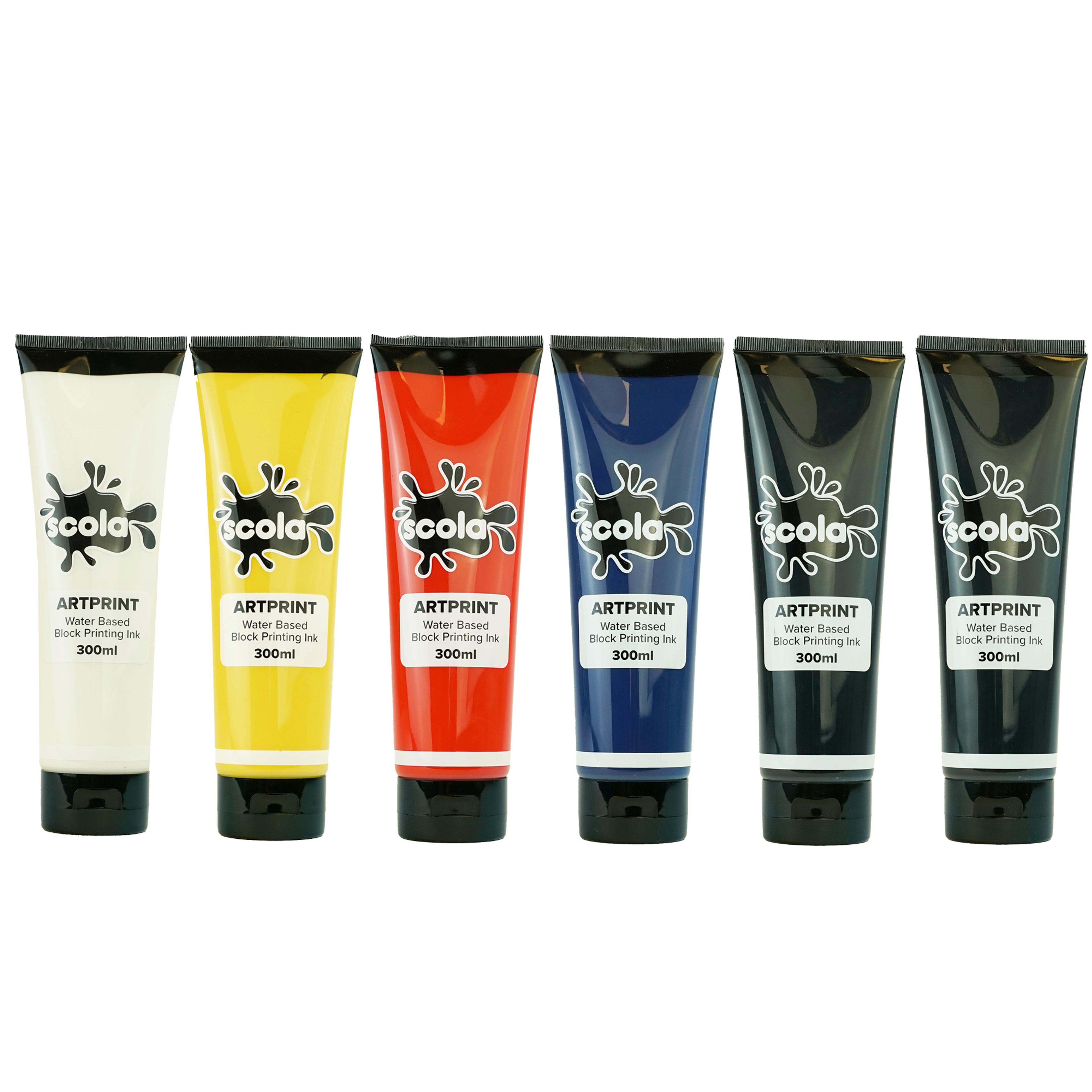Scola Block Printing Ink - 300ml – Assorted - Pack of 6