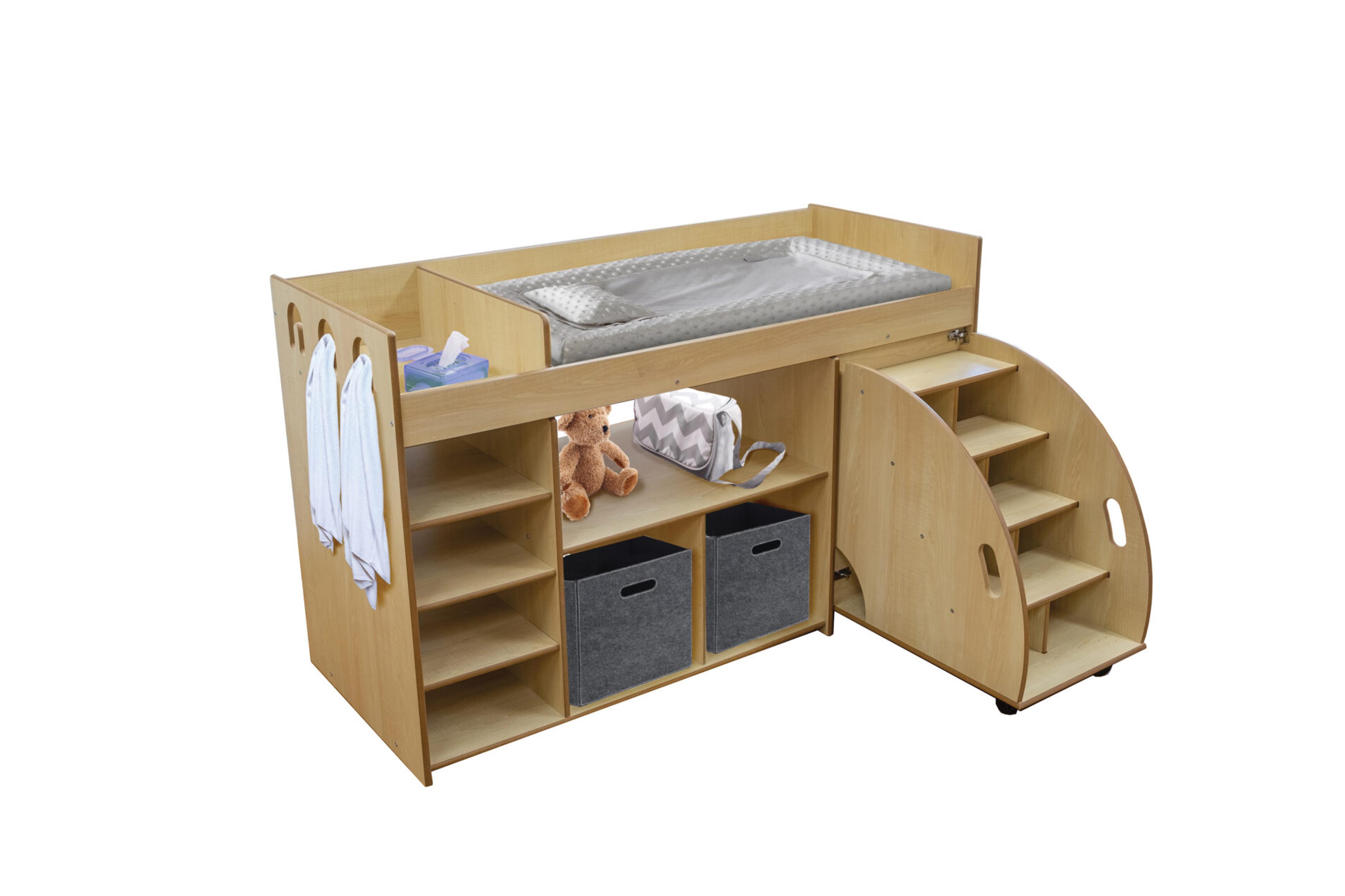 Twoey Wooden Baby Changing Station with Steps