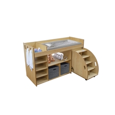 Twoey Wooden Baby Changing Station with Steps