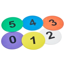 Numbered Throw Down Spots 0-5 - Assorted - Pack of 6