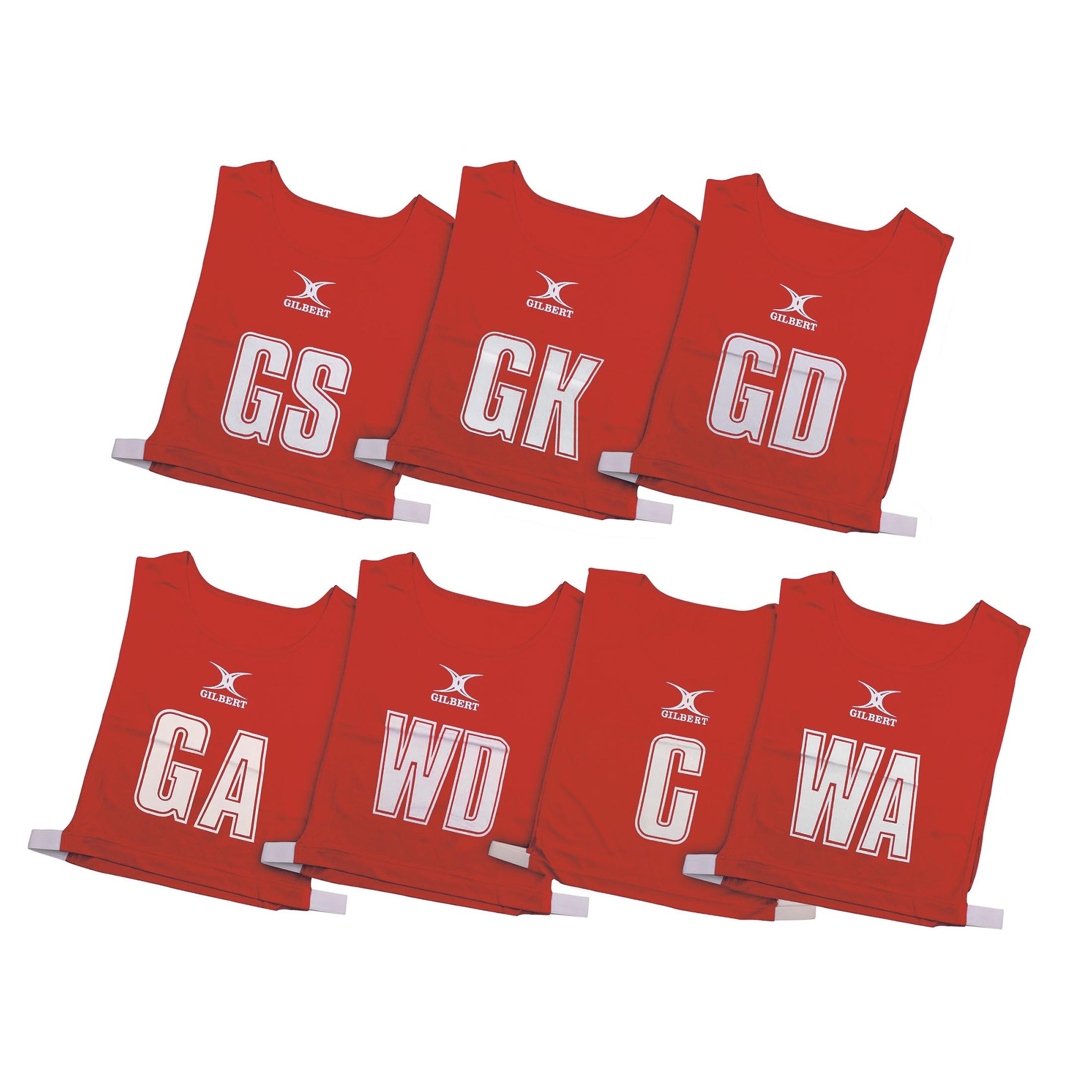 Gilbert Netball Bib - Red - Medium - Pack of 7 