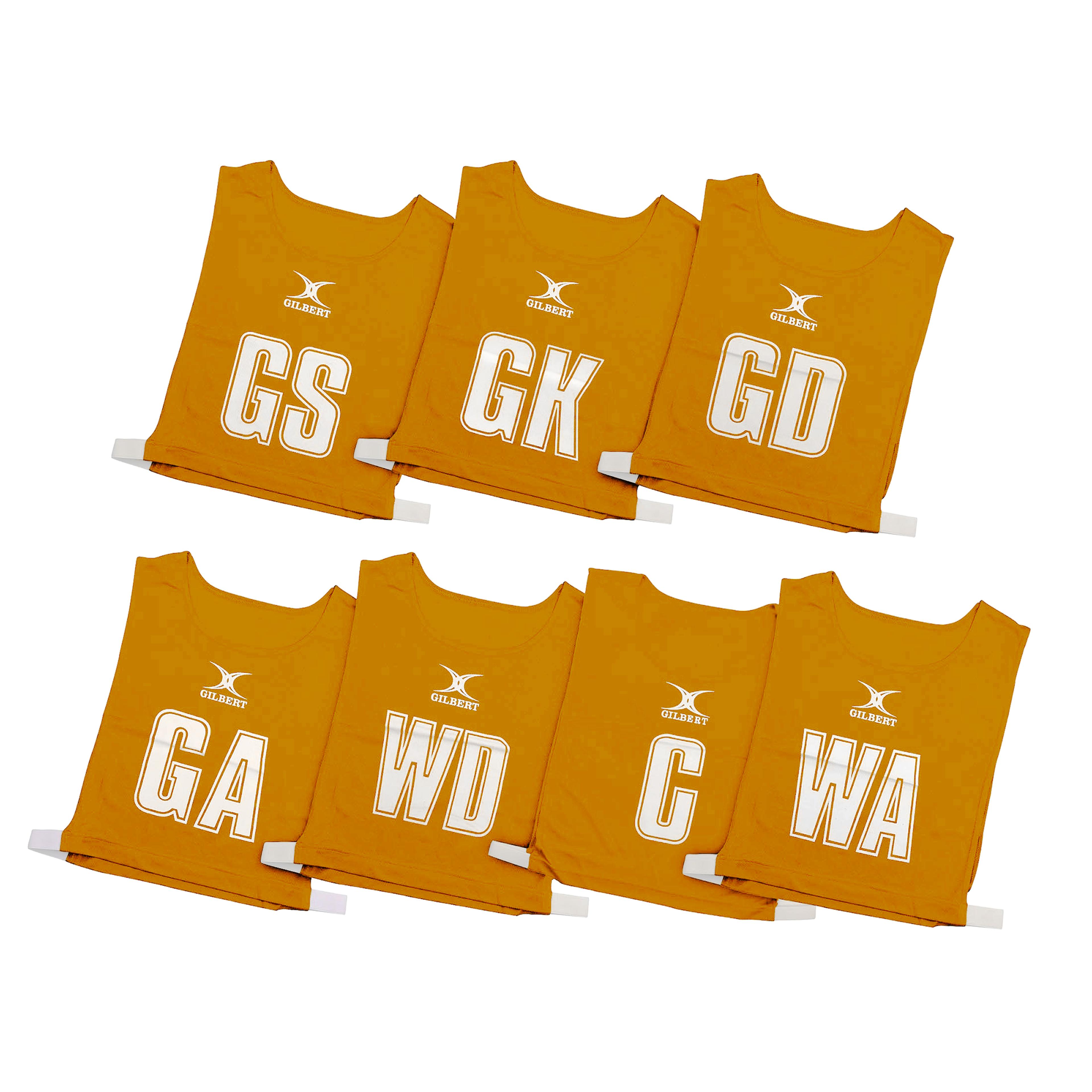Gilbert Netball Bib - Amber - Medium - Pack of 7