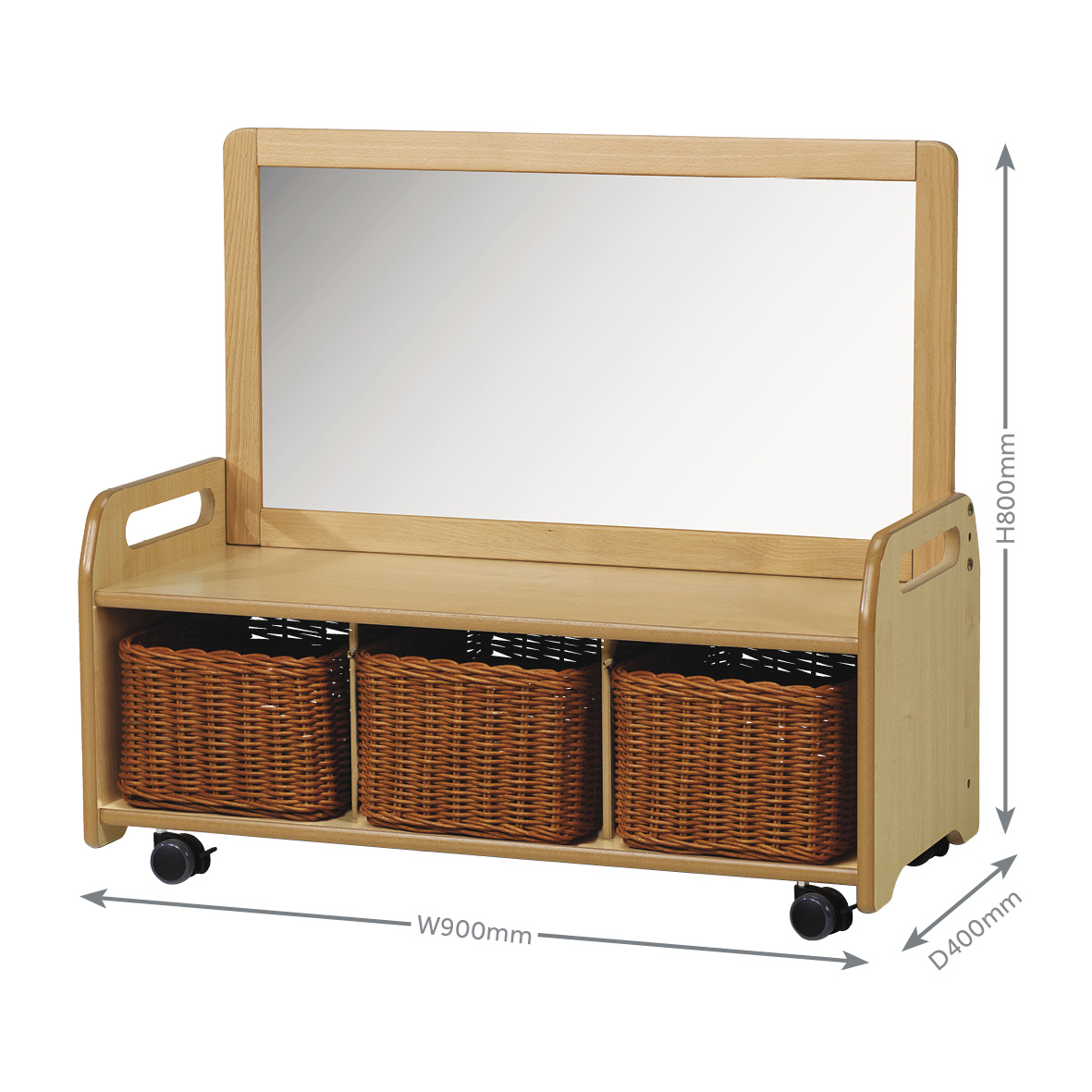 Mobile Mirror Unit - Wicker Baskets