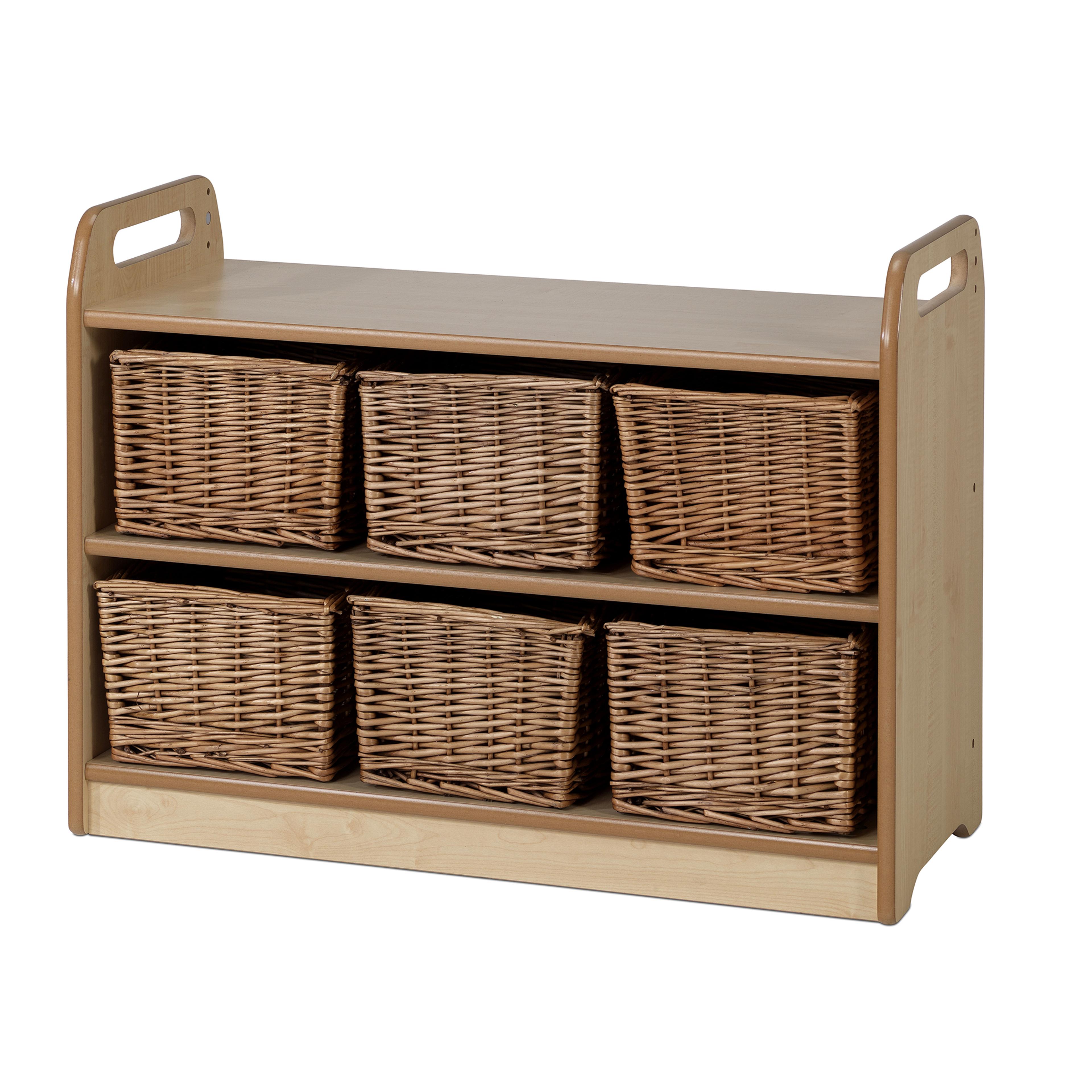 Millhouse Display Unit With Mirror and Rattan Baskets