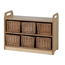 Millhouse Display Unit With Mirror and Wicker Baskets