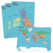 World and UK Desk Maps - Pack of 30