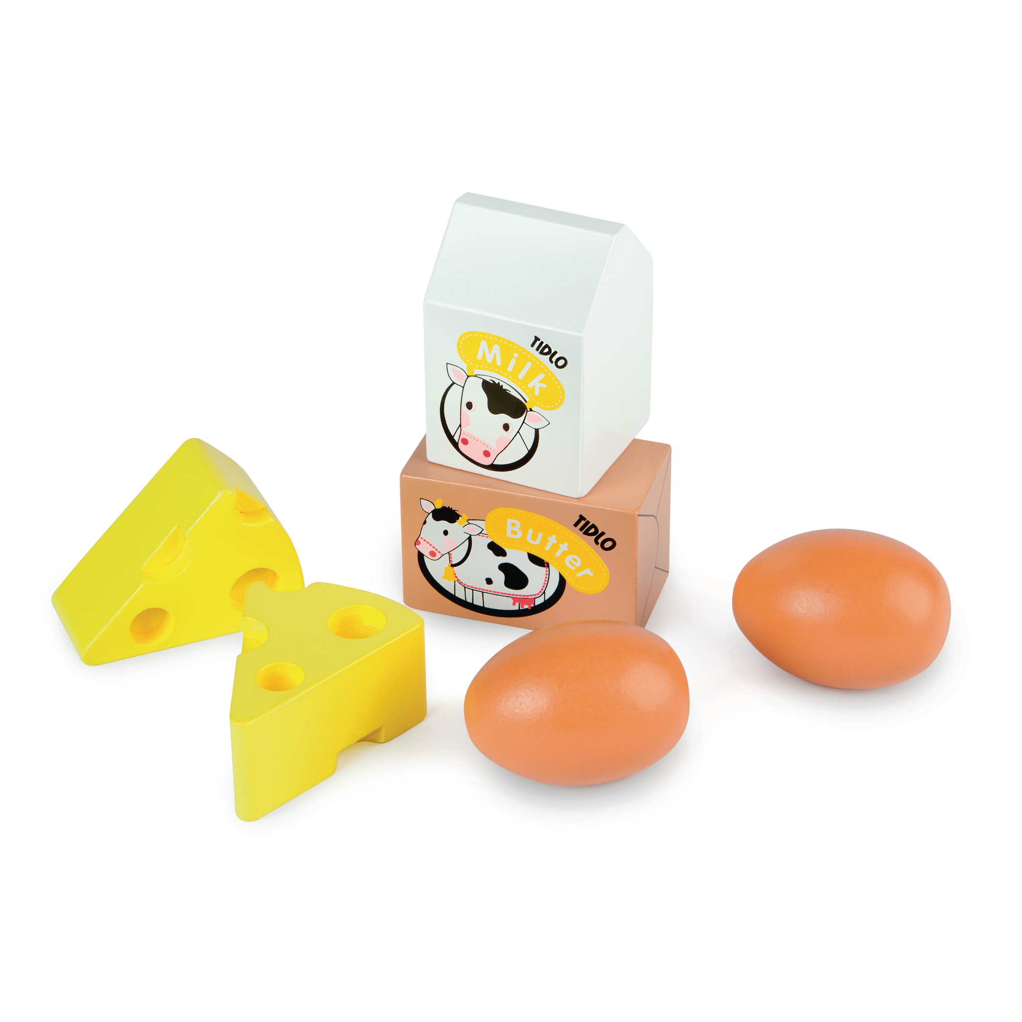 Tidlo Wooden Food Crate Eggs and Dairy