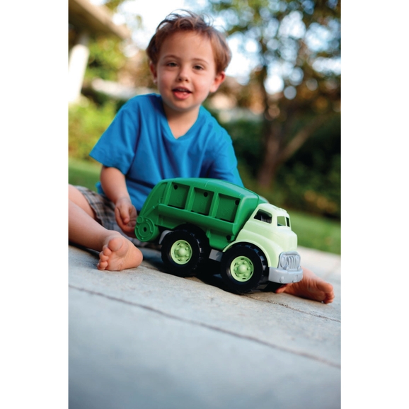 Reduce & Reuse Recycling Center Playset | Wooden Green Garbage Truck Toy,  Sorting Bins, and Accessories | Safe, Natural Materials For Environmental