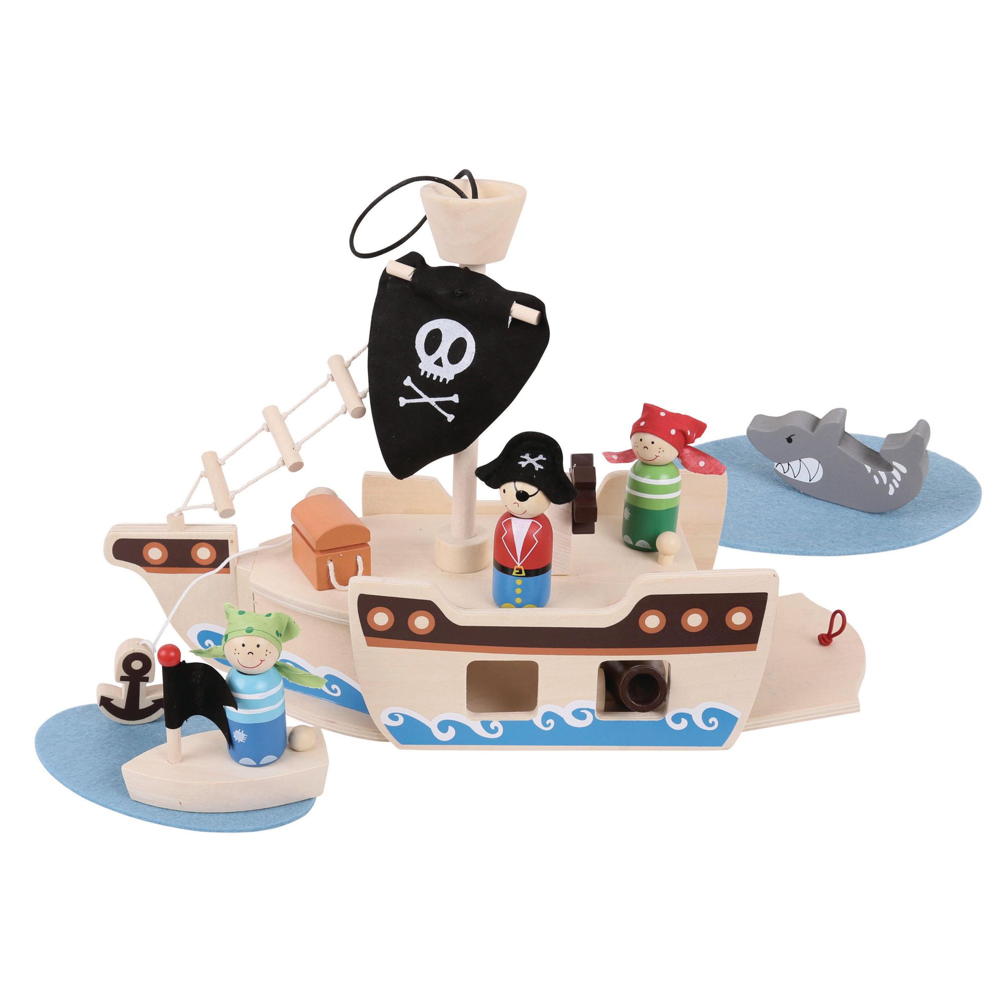 BIGJIGS Toys Mini Pirate Ship Playset