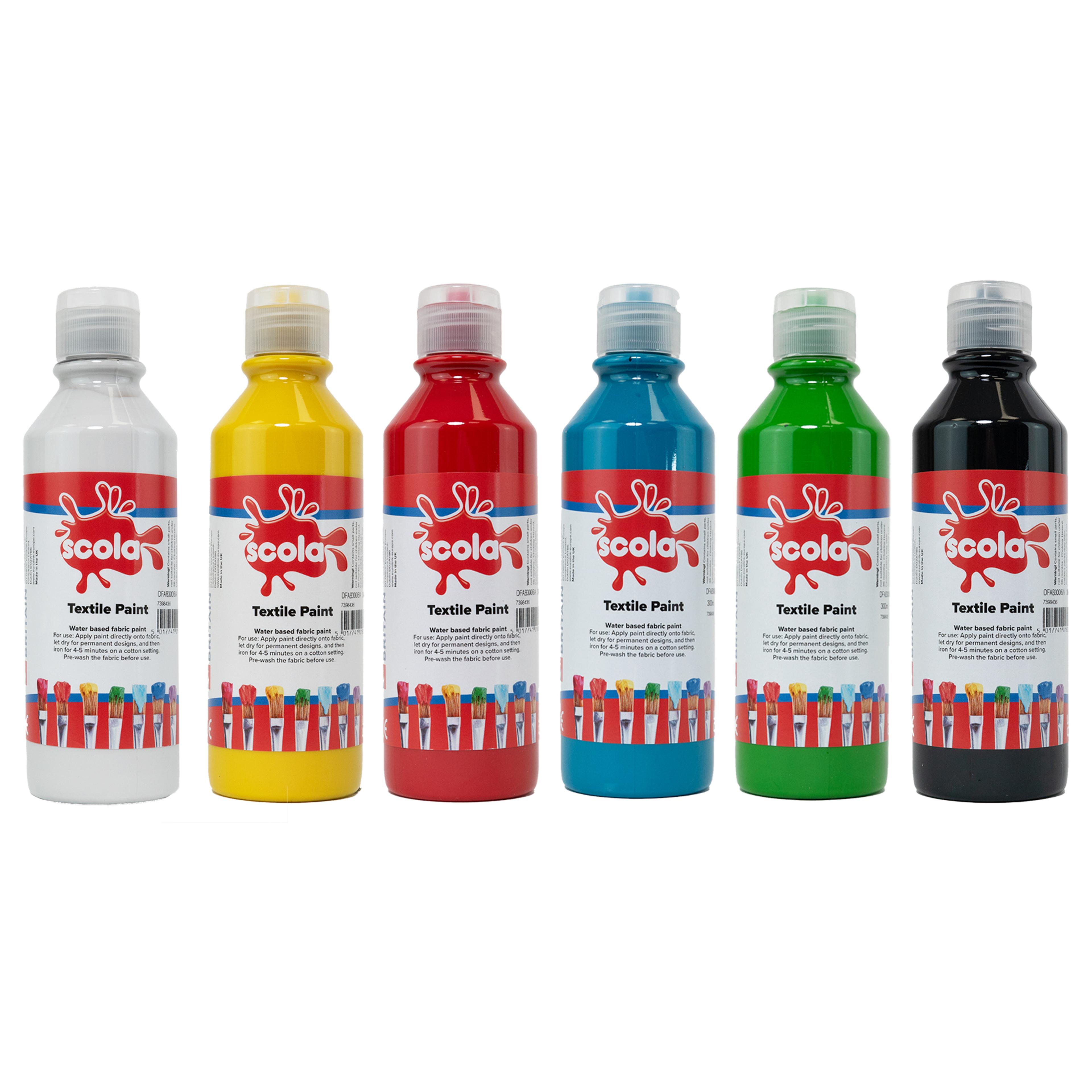 Scola Fabric Paint - 300ml - Standard Colours - Pack of 6