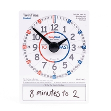 Easy Read Time Teacher - Twin Time Pupil Demonstration Clock