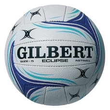 Gilbert Eclipse Match Netball - White/Blue - Size 5