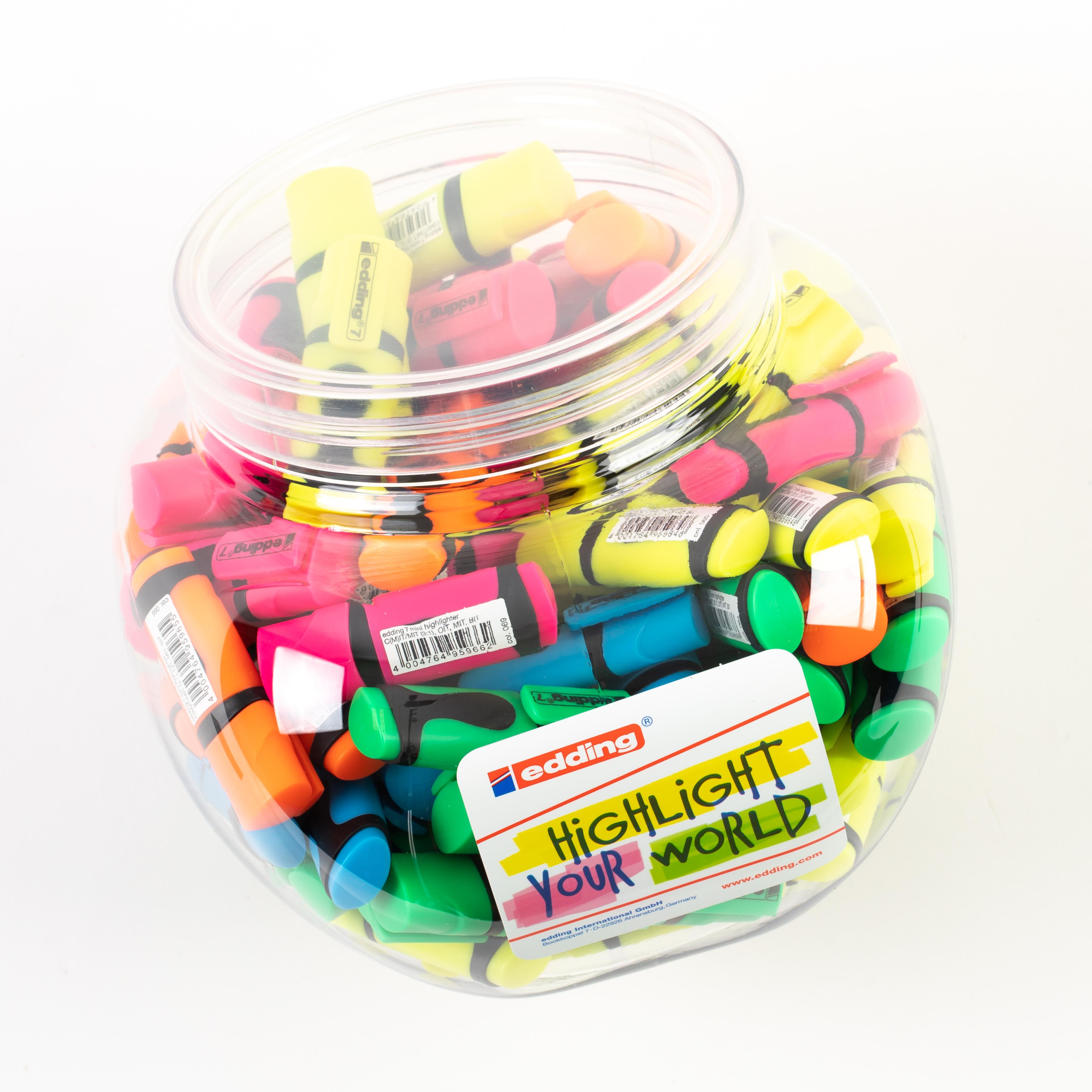 edding Mini Highlighters - Assorted - Tub of 100