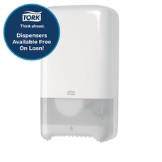 TORK Twin Mid Size Toilet Roll Dispenser - White