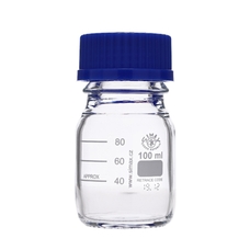 Simax Screw Top Reagent Bottle - Clear Glass, Blue Cap - 100ml - Pack of 10