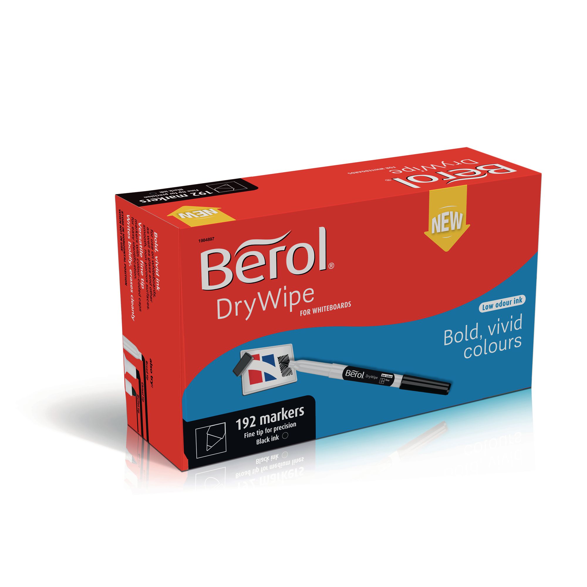 Berol Dry Wipe markers fine black Classpack of 192 markers