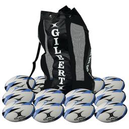 Gilbert G-TR3000 Training Rugby Ball - White/Blue - Size 5 - Pack of 12