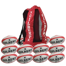 Gilbert G-TR4000 Training Rugby Ball - White/Red - Size 4 - Pack of 12