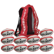 Gilbert G-TR4000 Training Rugby Ball - White/Red - Size 5 - Pack of 12