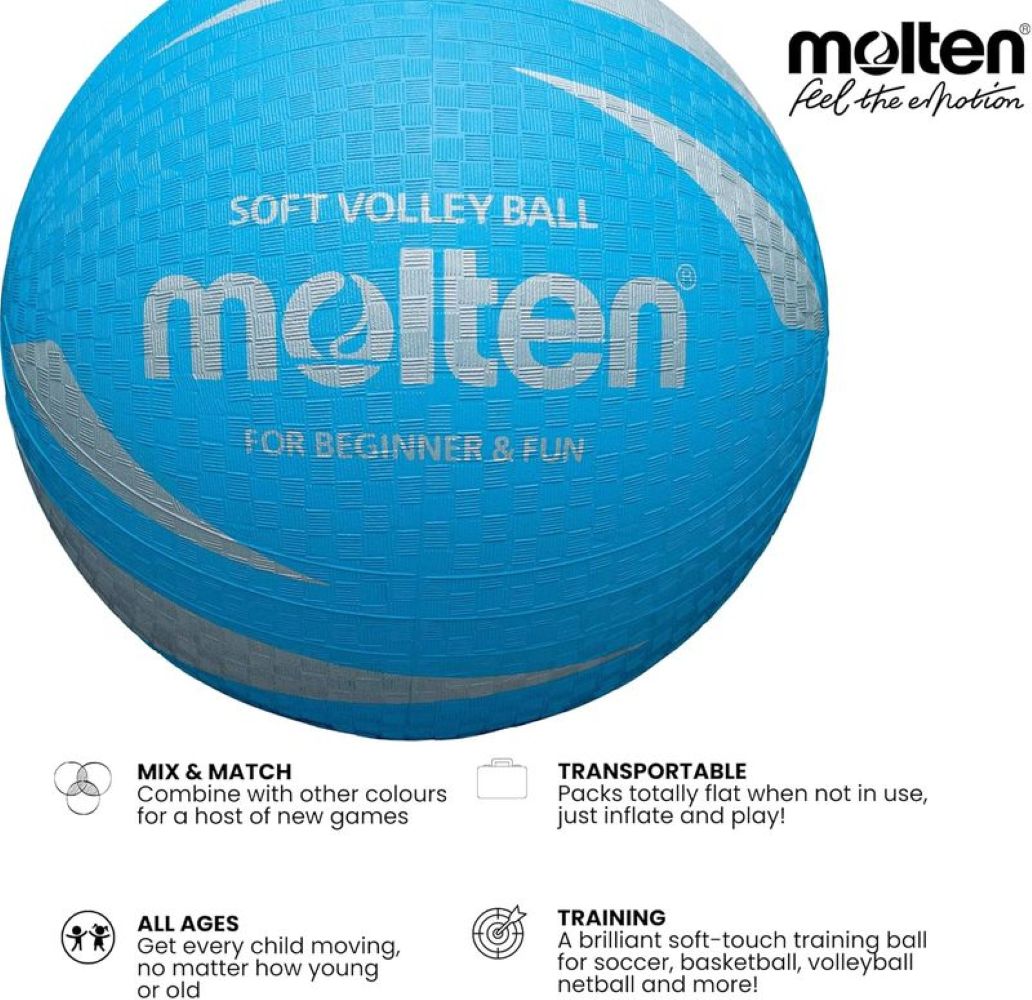 Molten PRV-1 Non-Sting Volleyball - Blue - Size 5 - Pack of 12