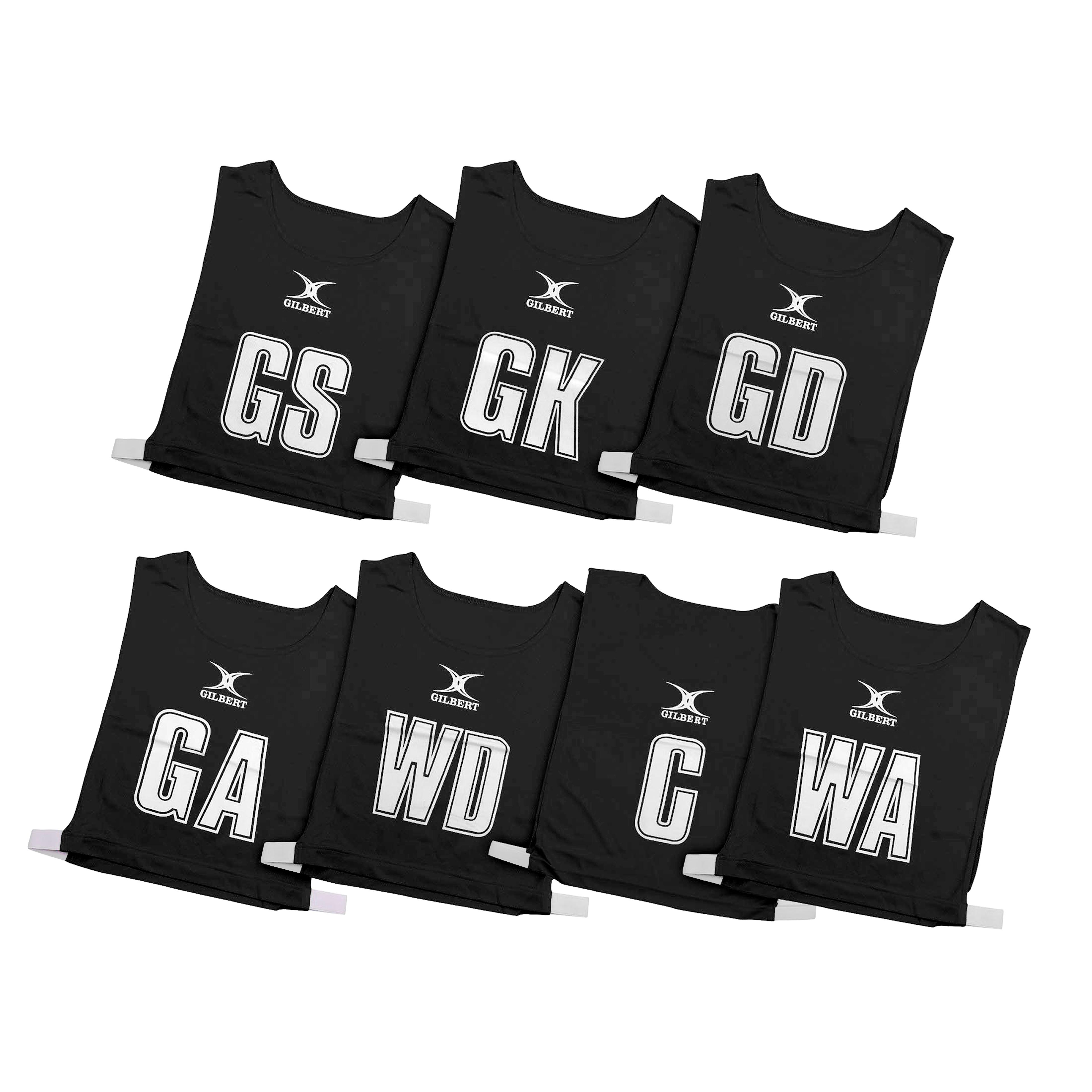 Gilbert Netball Bib - Black - Medium - Pack of 7
