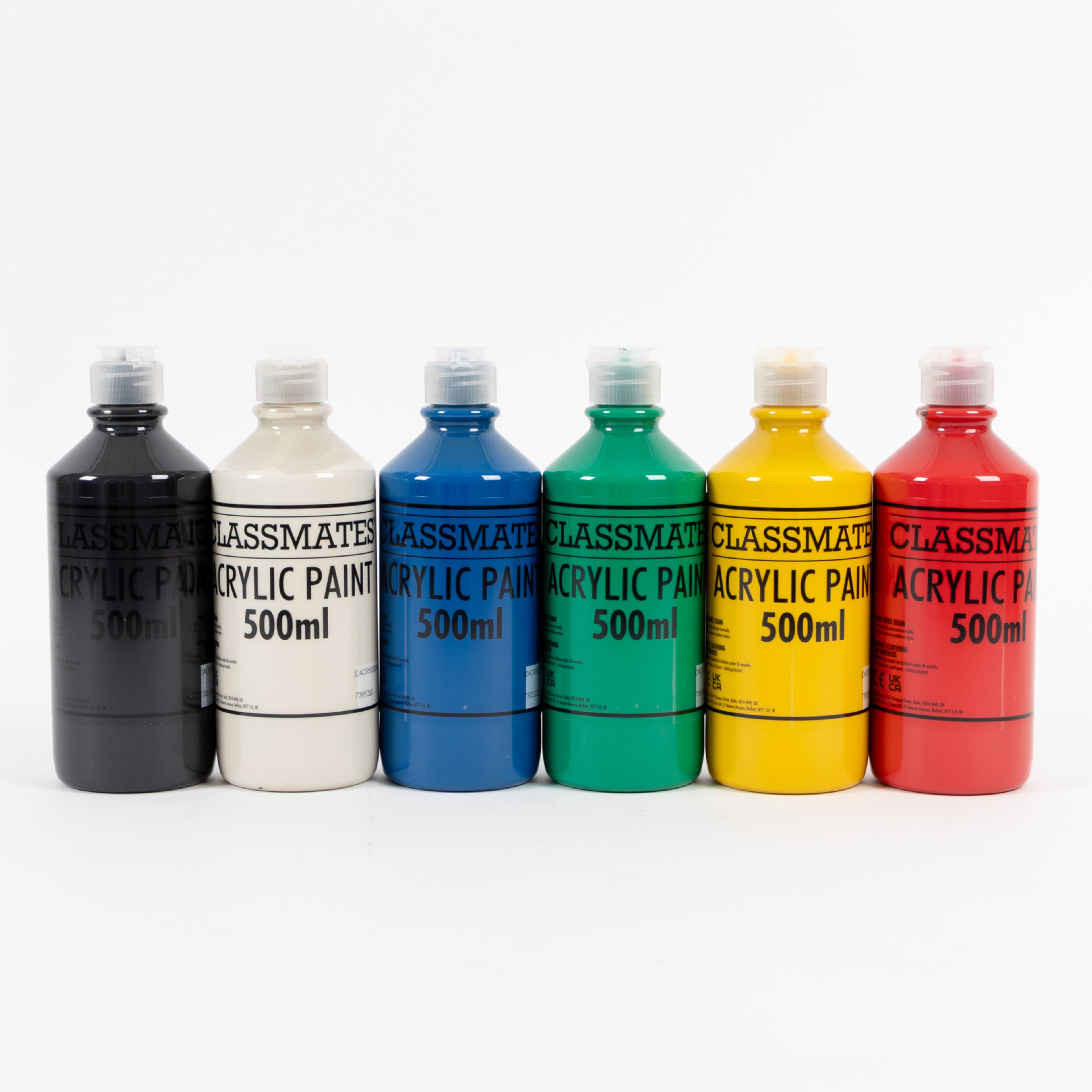 Classmates Acrylic Paint - Assorted - 500ml - Pack of 6 