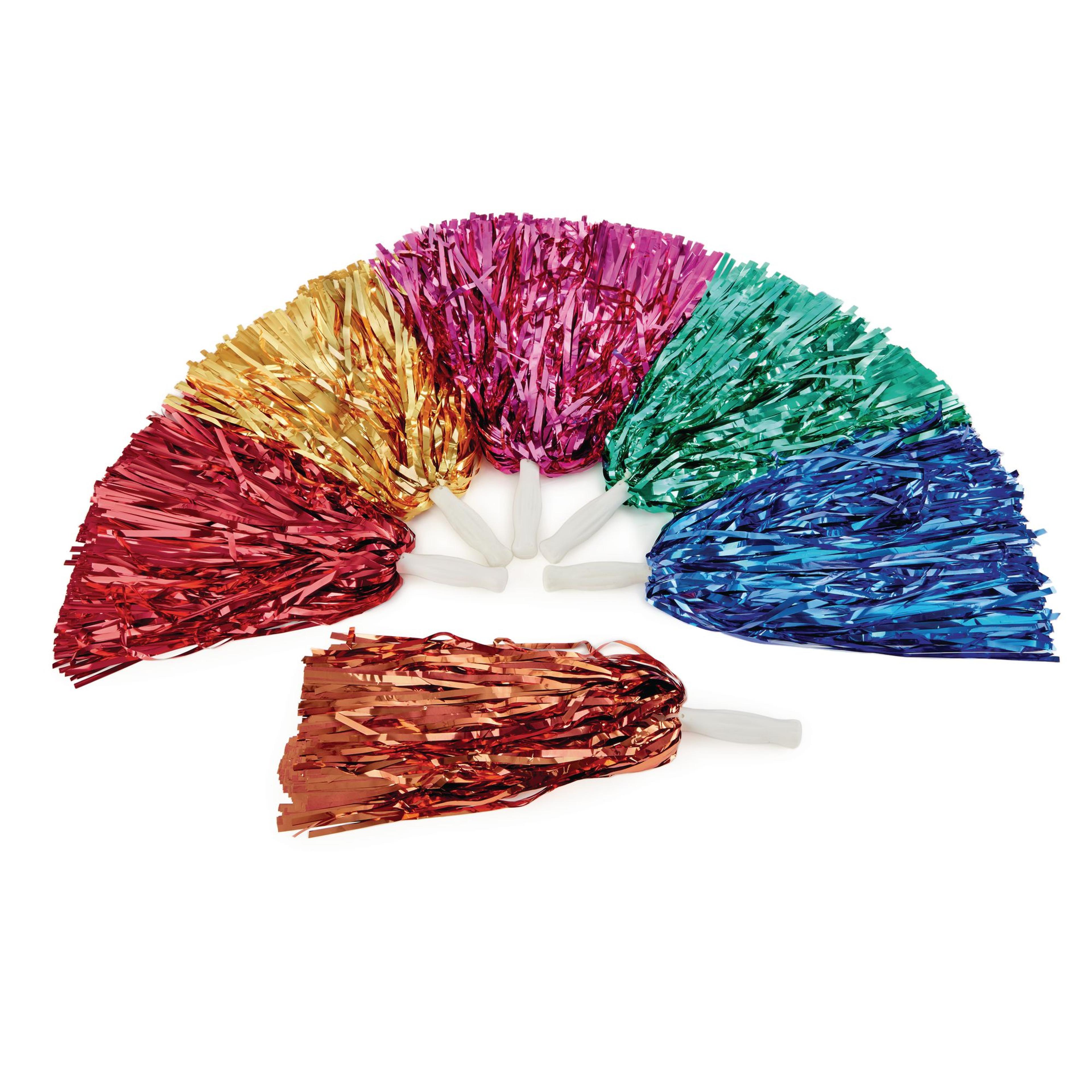 Glitter Pom Poms - Assorted - Pack of 6