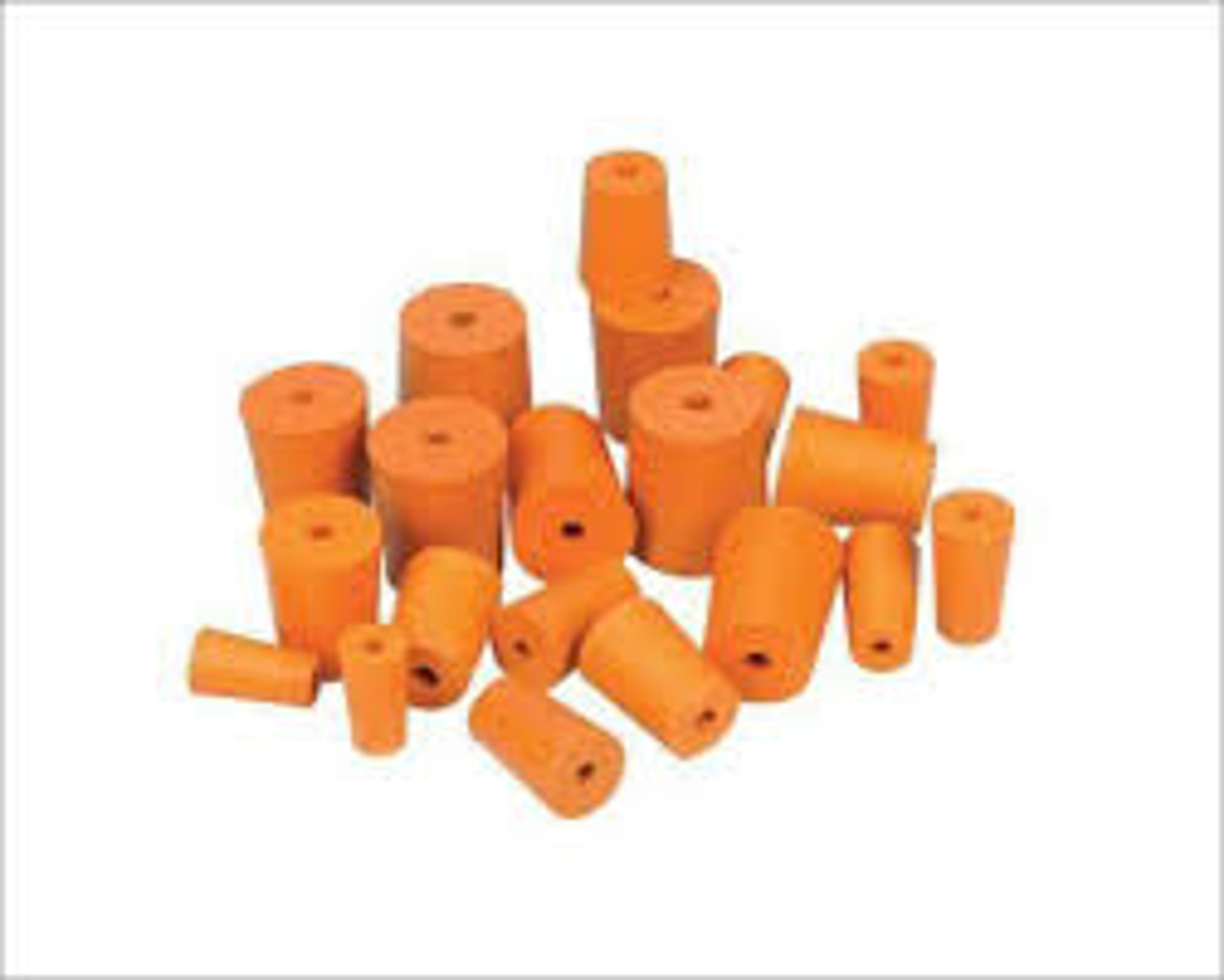 Red Rubber Stoppers: One Hole - 40mm - Pack of 10
