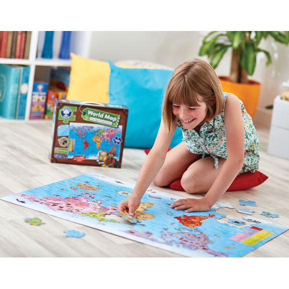 Puzzle World map with monuments, 150 pieces